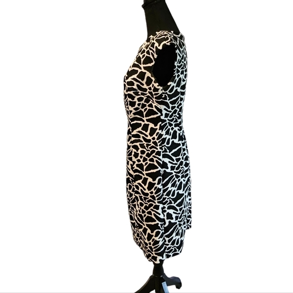 Robbie Bee Giraffe Print Sheath Dress Black & White 100% Polyester Size 6 - Picture 2 of 7